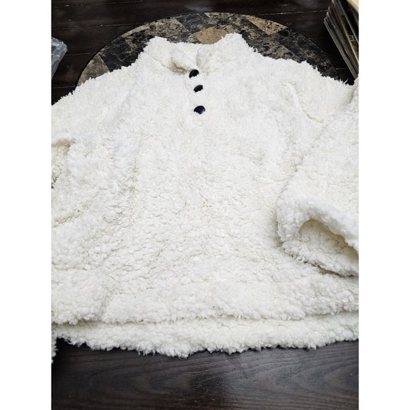 BearPaw Jackets & Blazers - Bearpaw Sherpa Fleece Pullover Jacket White Soft Women's Size Large